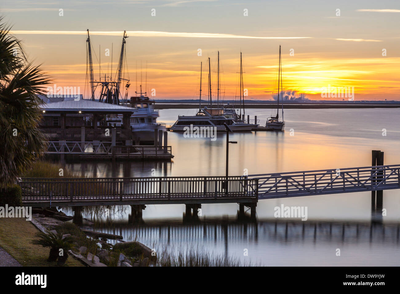 Private and commercial boats at Lang's Marina on the waterfront in St