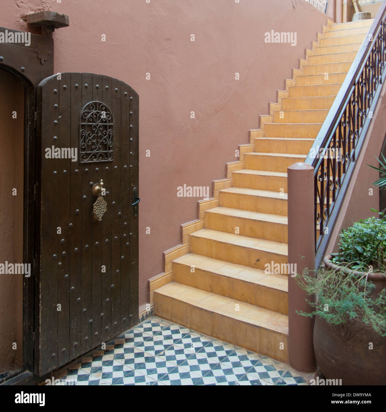 Stairway of a hotel, Kasbah Ellouze, Ouarzazate, Morocco Stock Photo ...