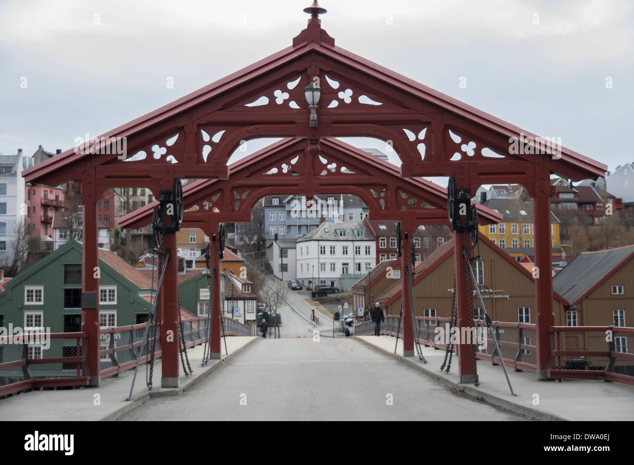 'The 'wishing bridge' or 'bridge of happiness' Trondheim Stock Photo