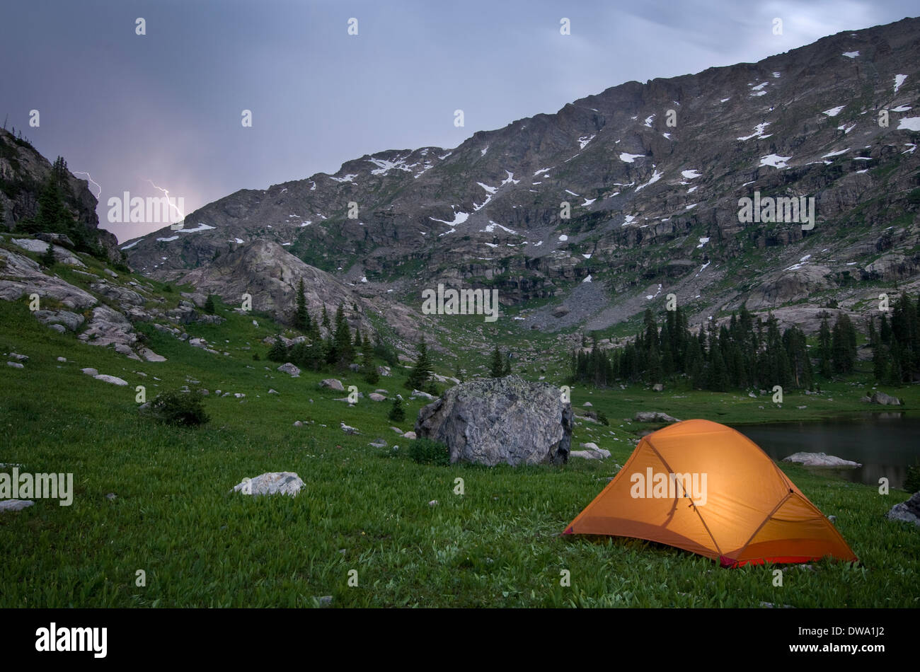 Camping near Upper Lake in Hell Canyon Indian Peaks Wilderness Colorado USA Stock Photo Alamy