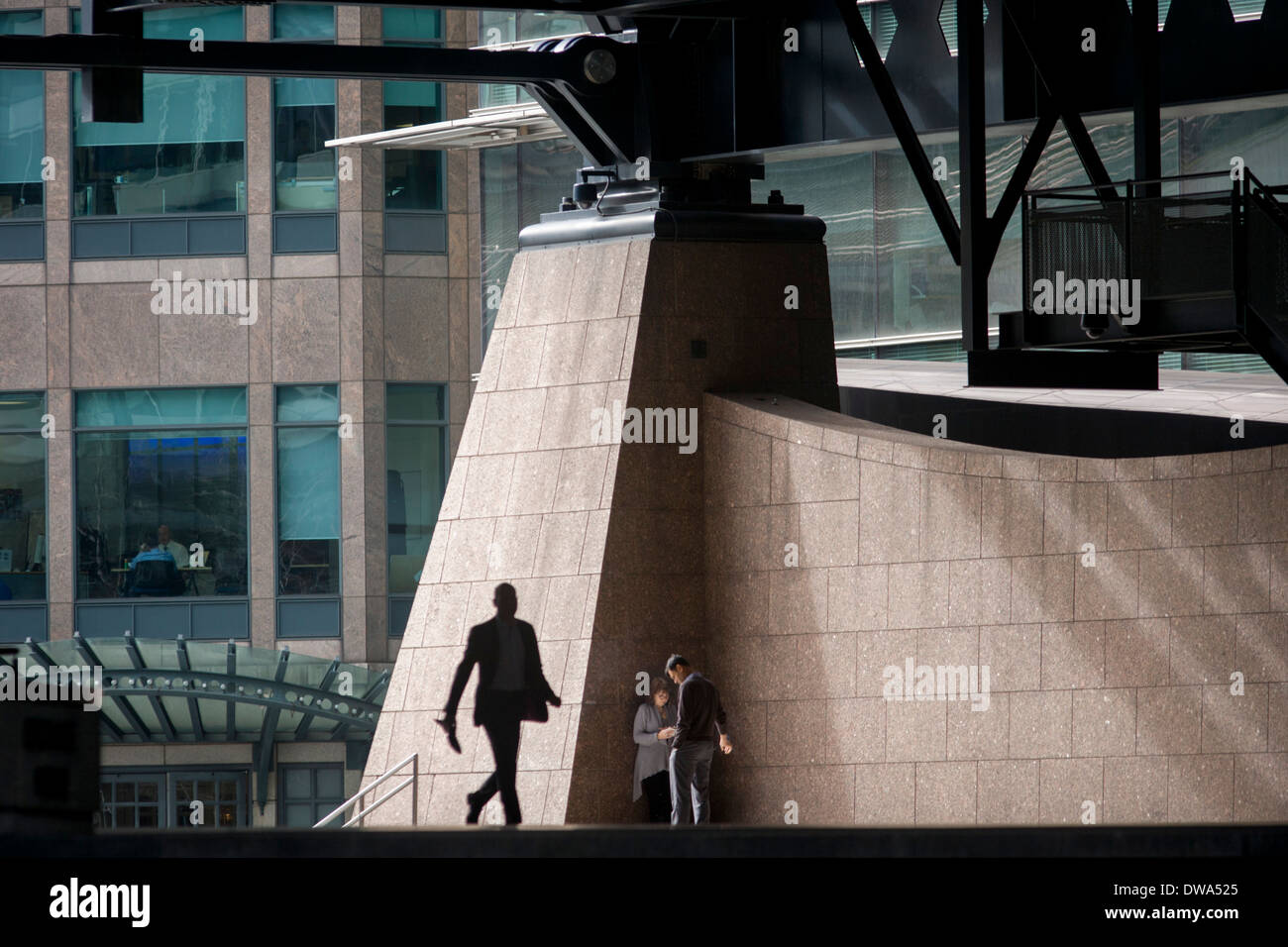 Smokers in a quiet corner of the Broadgate corporate offices development in the City of London