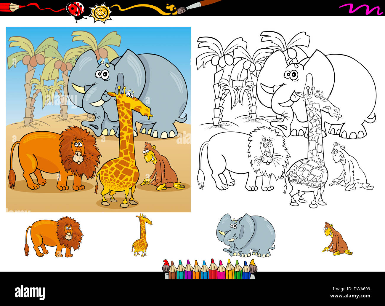 Group of animals coloring pages