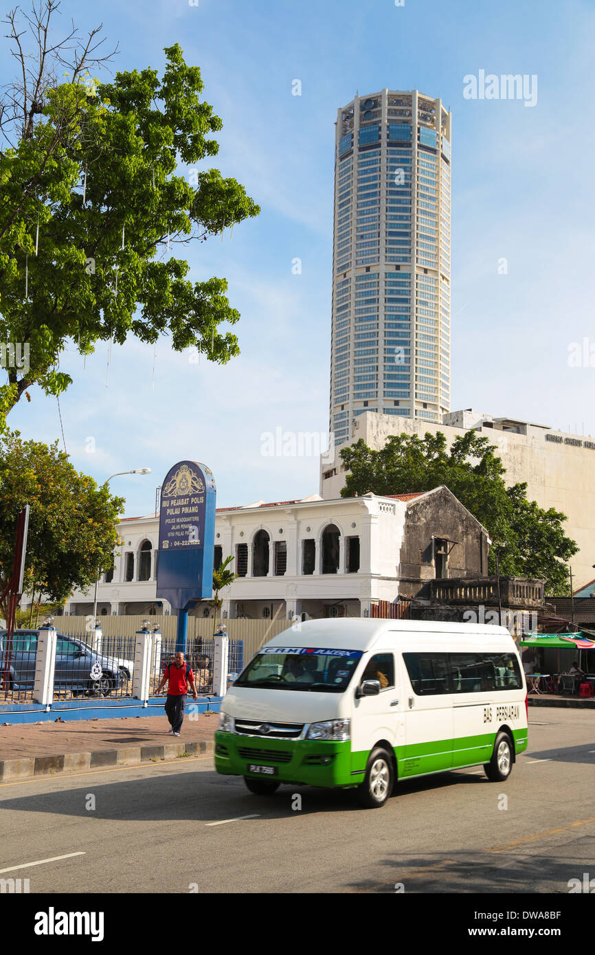 Street View Of Penang Police Station Overlooking The 232m Landmark Building In Penang Malaysia The Komtar Building Stock Photo Alamy