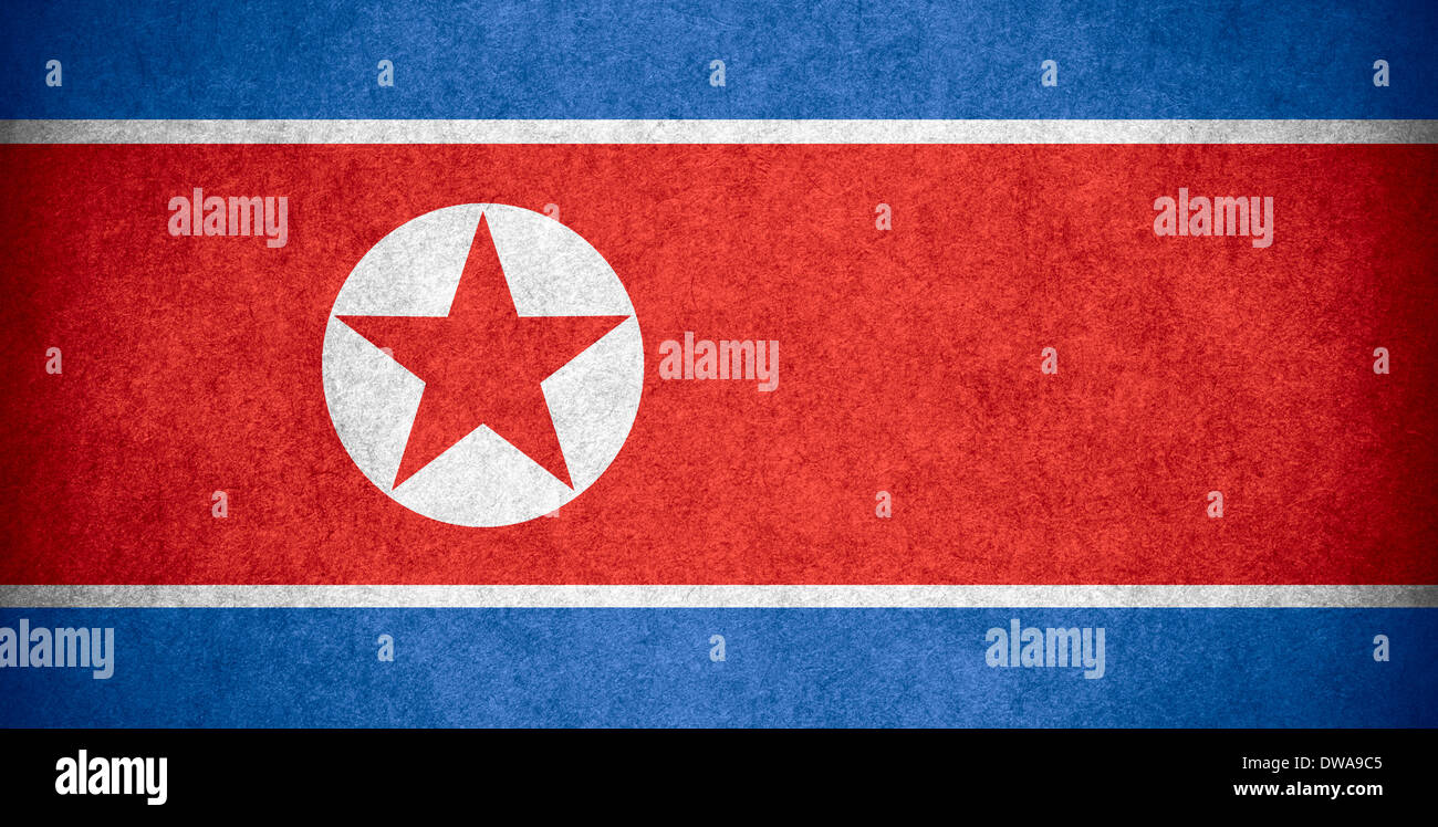 flag of North Korea or North Korean banner on paper rough pattern texture Stock Photo