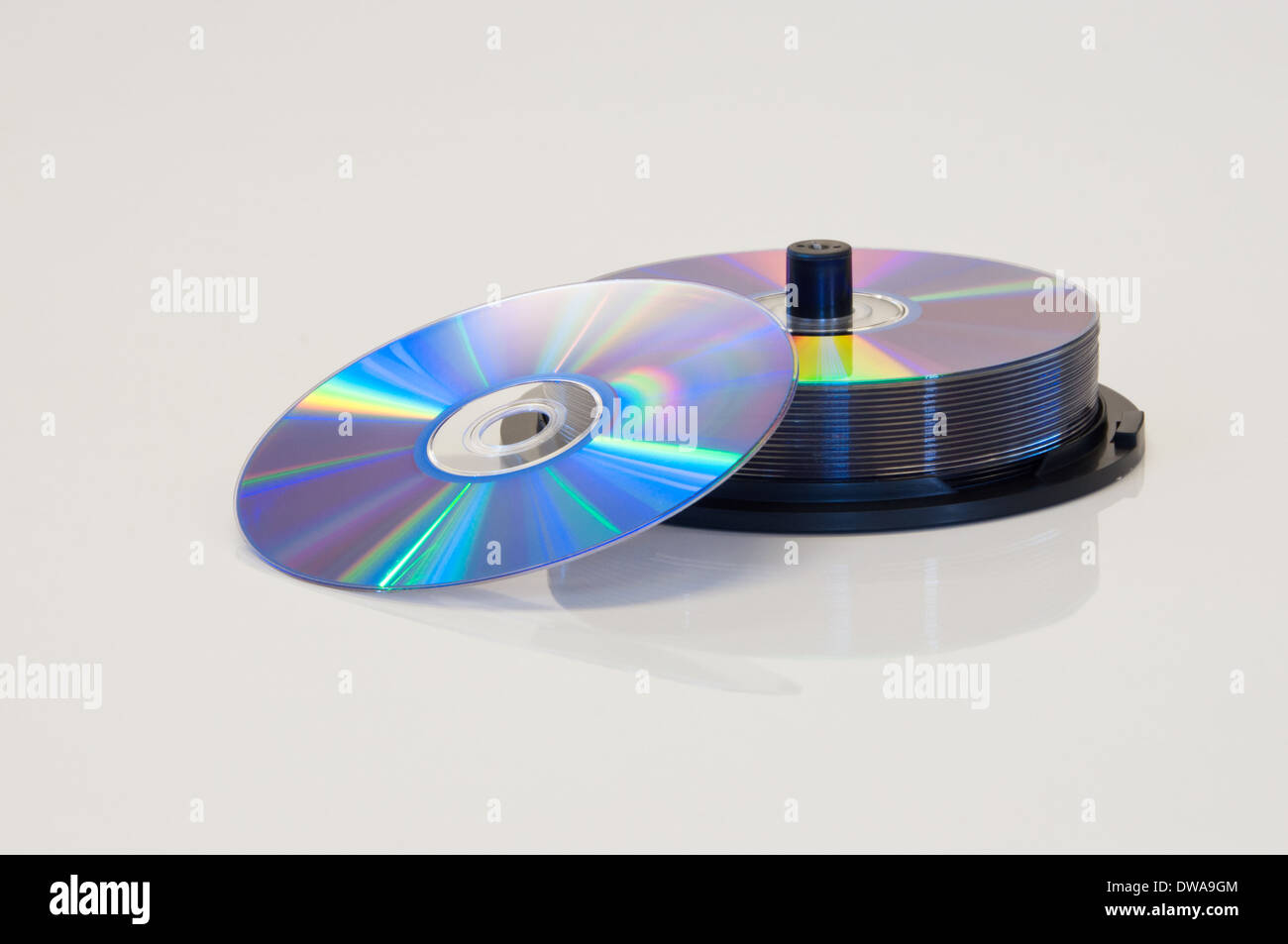 Spindle of blank CD's or DVDs Stock Photo