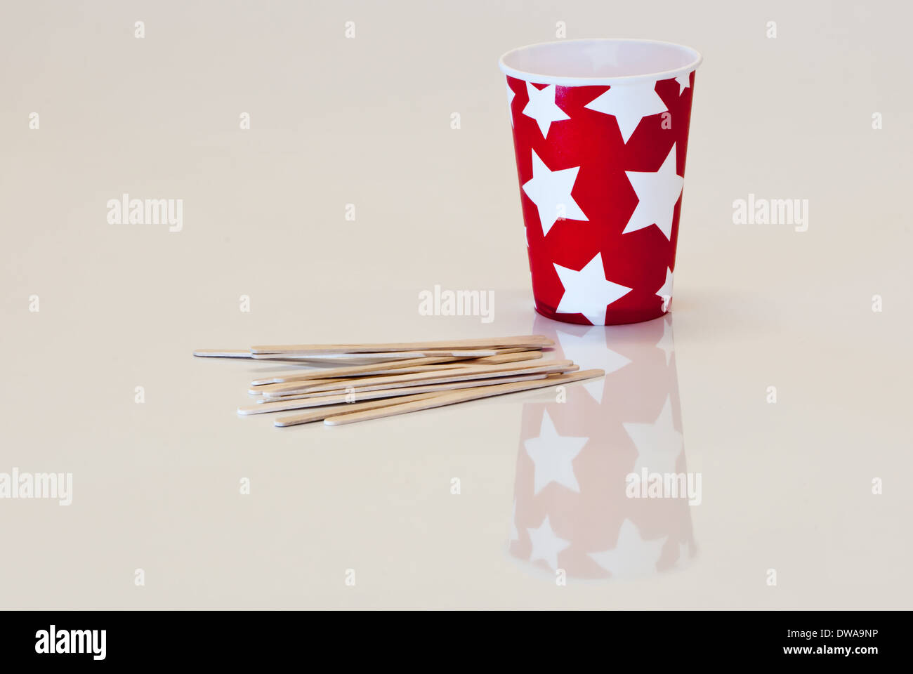 Empty Orange Cup Stirrer Placed On Stock Photo 1736543570