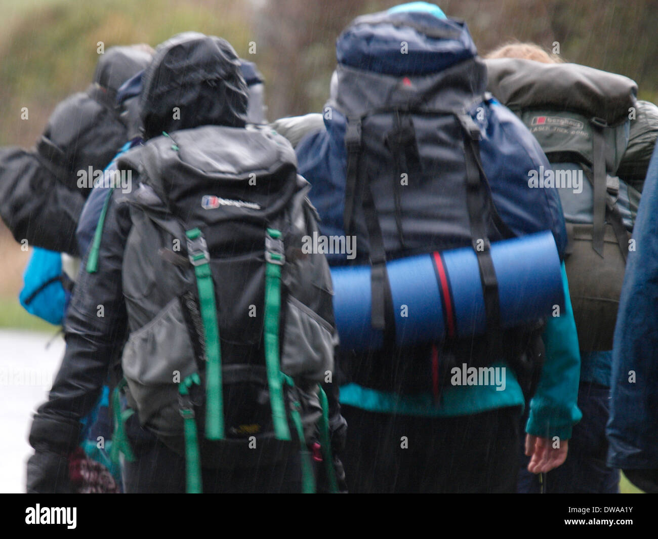 Hikers in the rain Stock Photo - Alamy