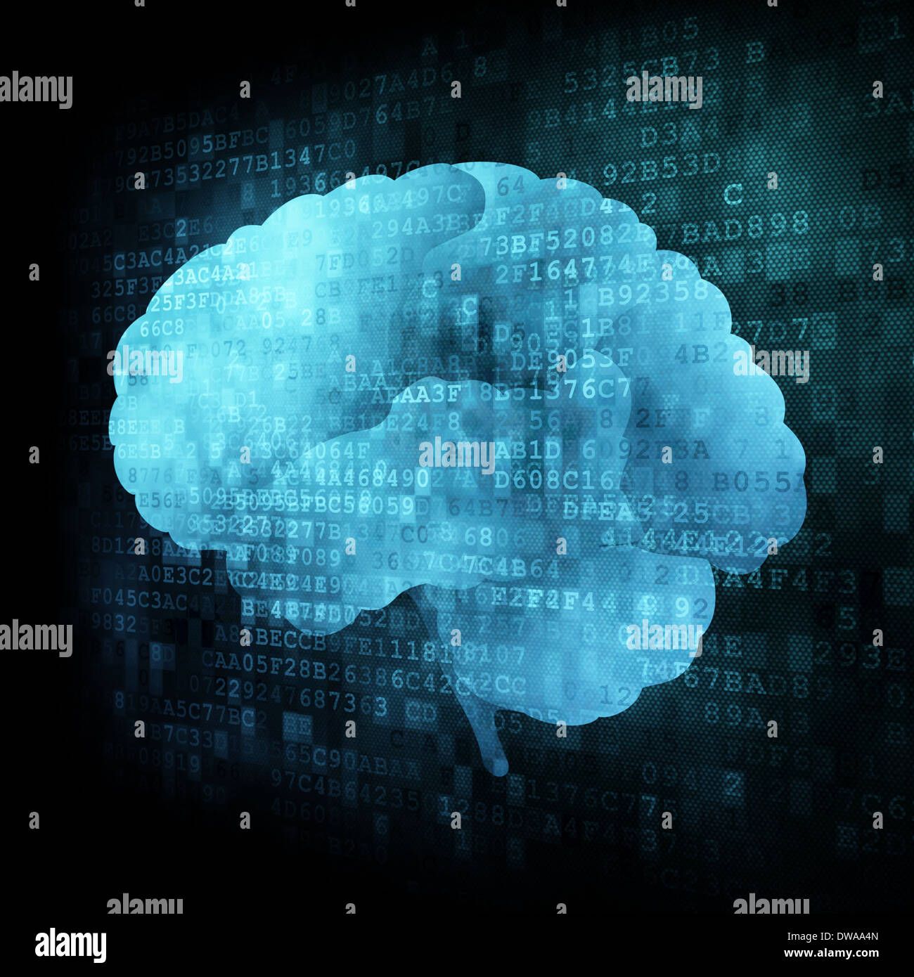 Brain on digital screen Stock Photo Alamy