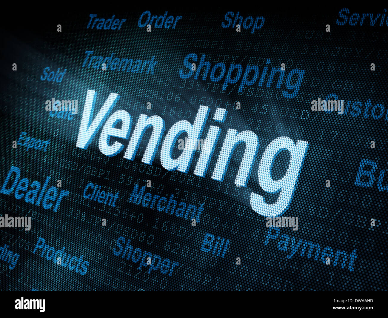 Pixeled word Vending on digital screen Stock Photo Alamy