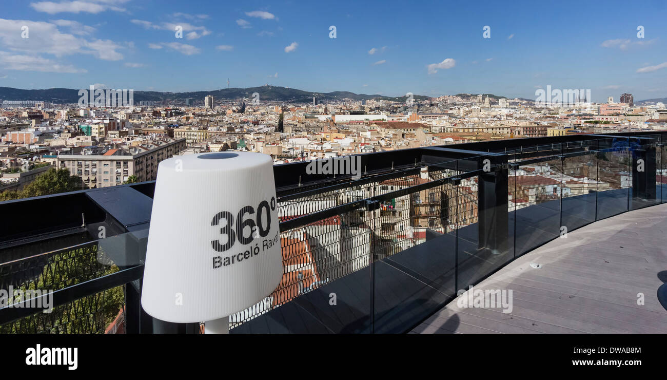 Roof Top Bar 360 of Barcelo Raval, Panoramic View, Barcelona Stock