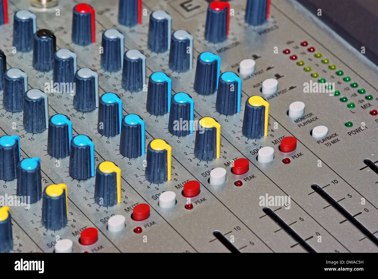 Audio channel mixer in a sound studio Stock Photo Alamy