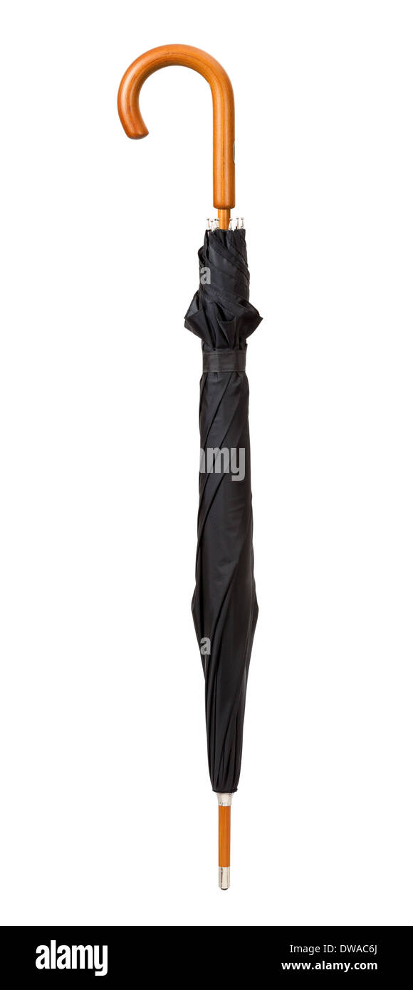 Closed Black Umbrella isolated on white Stock Photo Alamy