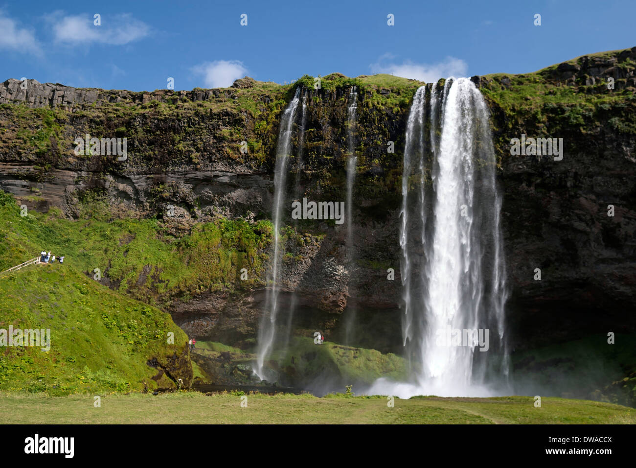 Seljalandsfoss waterfall in south Iceland Stock Photo