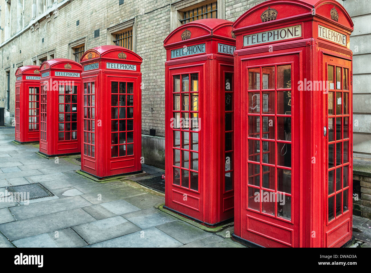 K2 red telephone boxes on Broad Street, Covent Garden, London Stock Photo