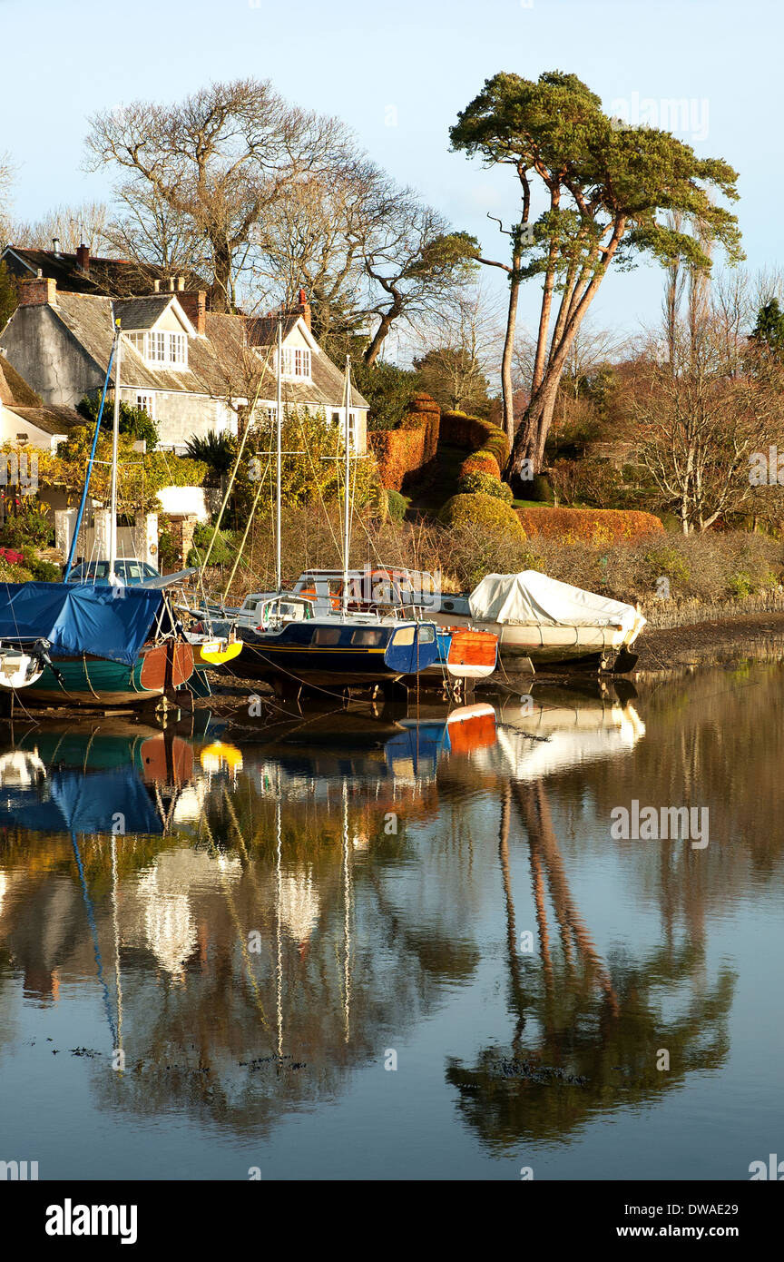 The riverside hamlet of St.Clement near Truro in Cornwall, UK Stock Photo