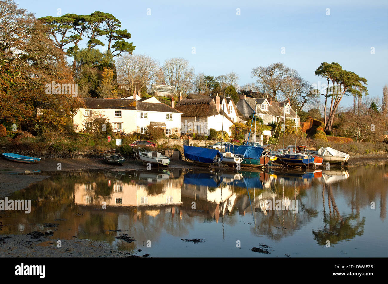 The riverside hamlet of St.Clement near Truro in Cornwall, UK Stock