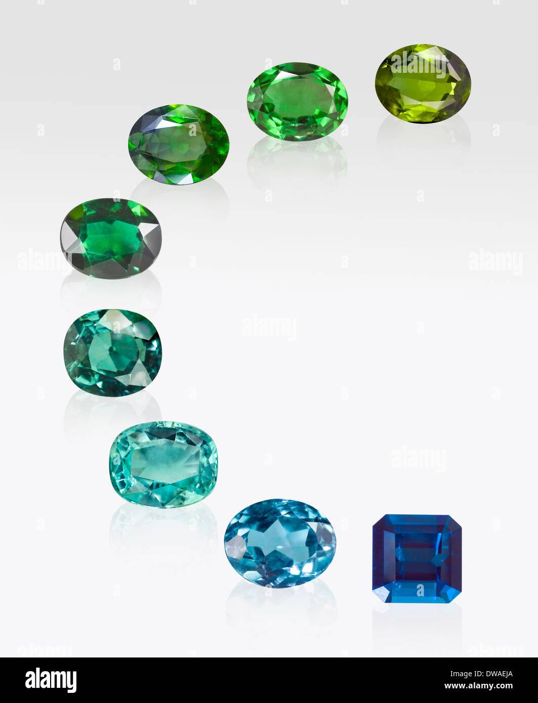 Tourmaline gemstones on white background Stock Photo