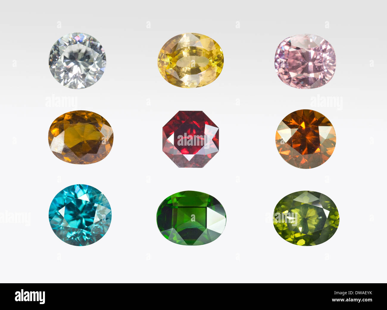Zircon Gemstones on white background Stock Photo