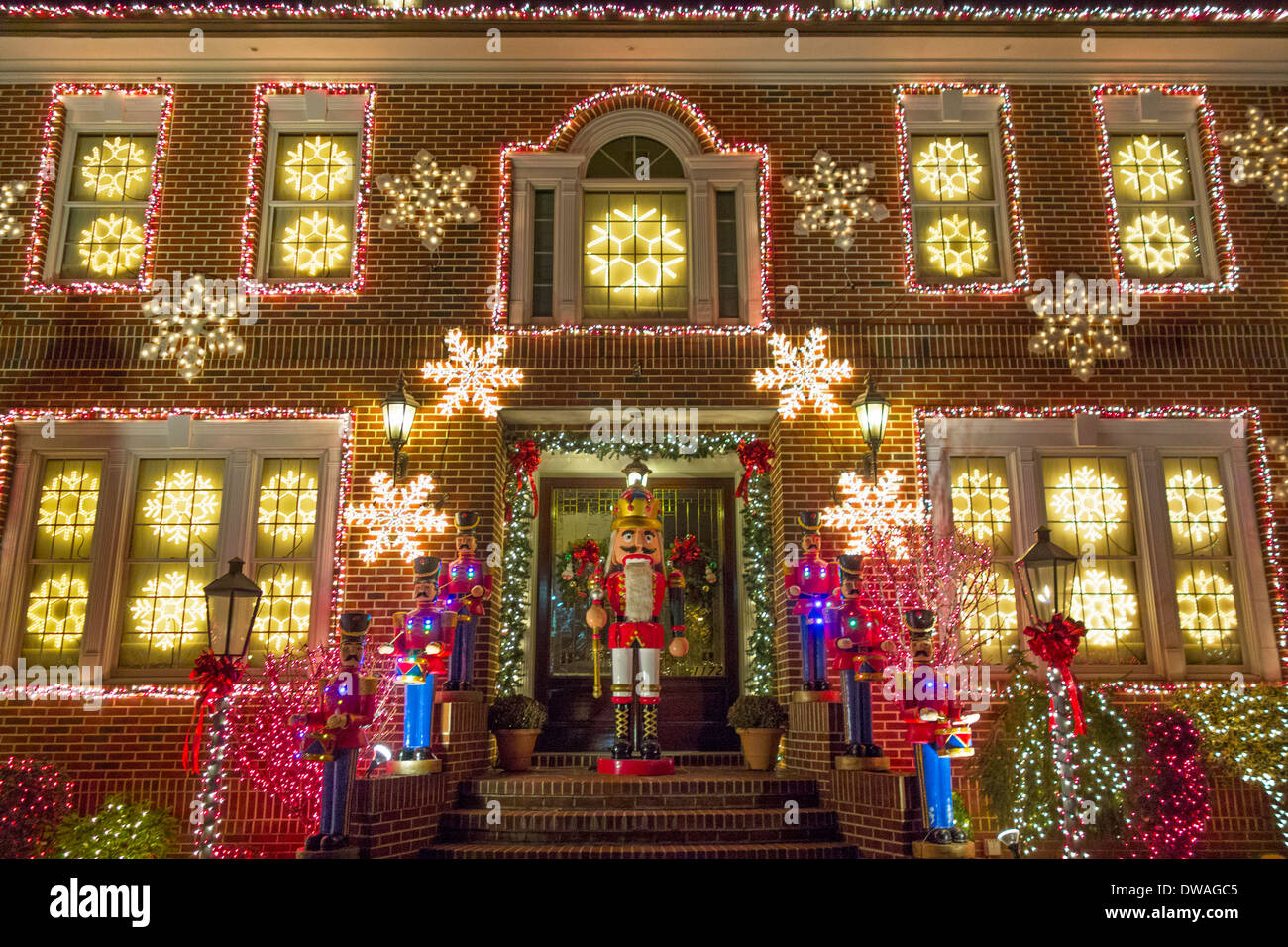 Christmas lights in Brooklyn New York Stock Photo Alamy