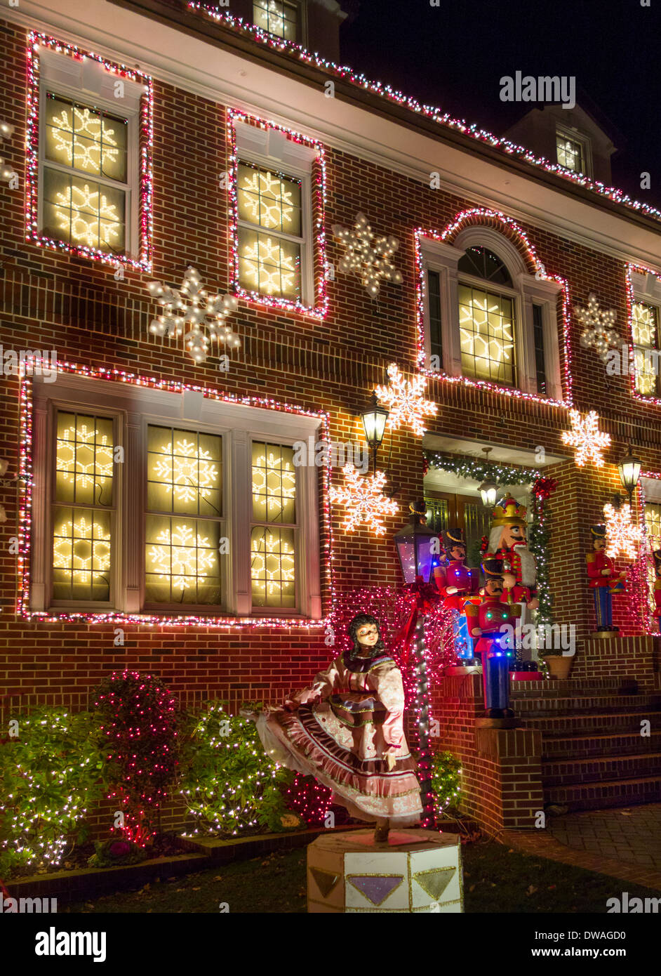 Christmas lights in Brooklyn New York Stock Photo Alamy