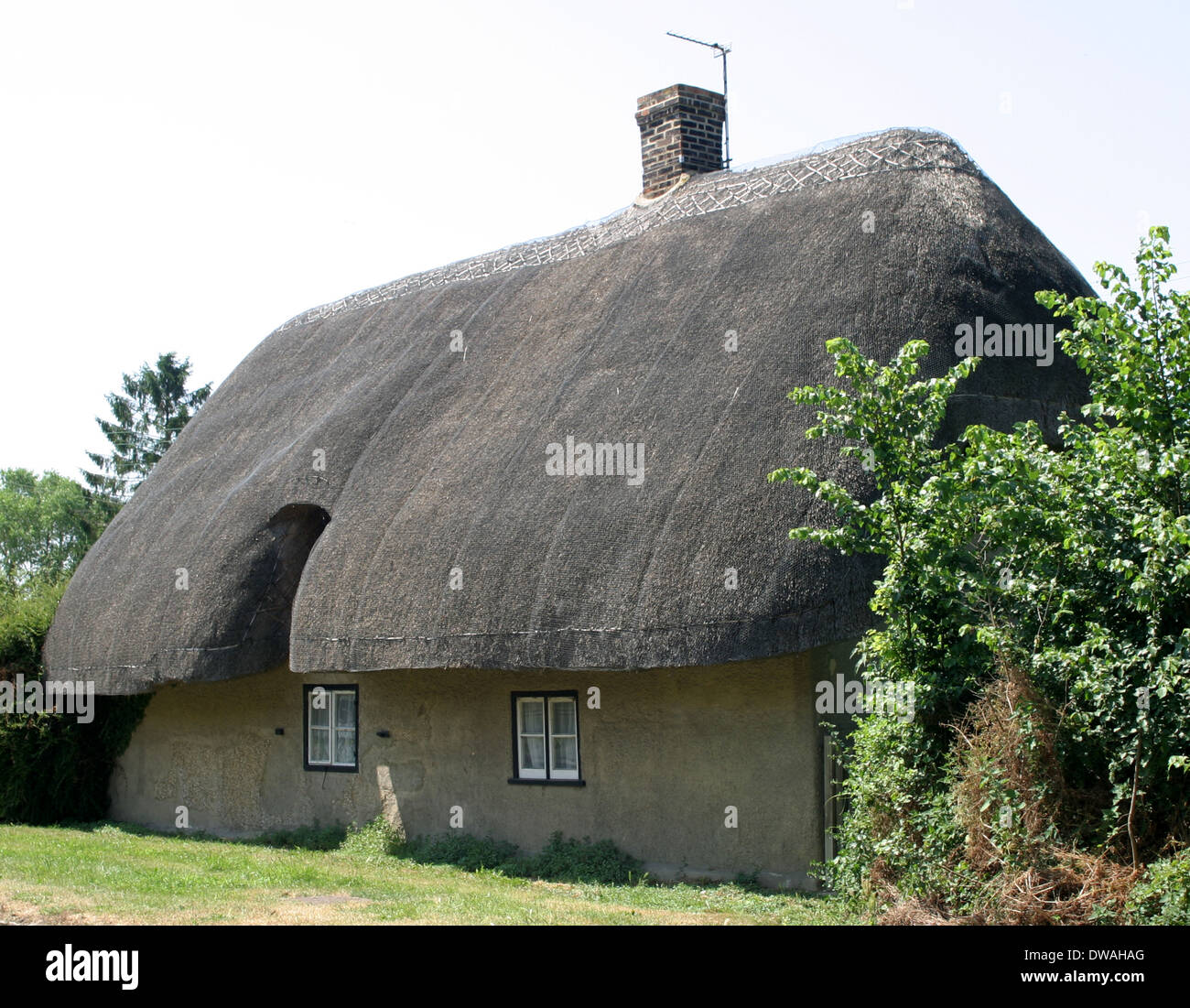 Thatched cottages in the village of Stanton Harcourt, Oxfordshire Stock