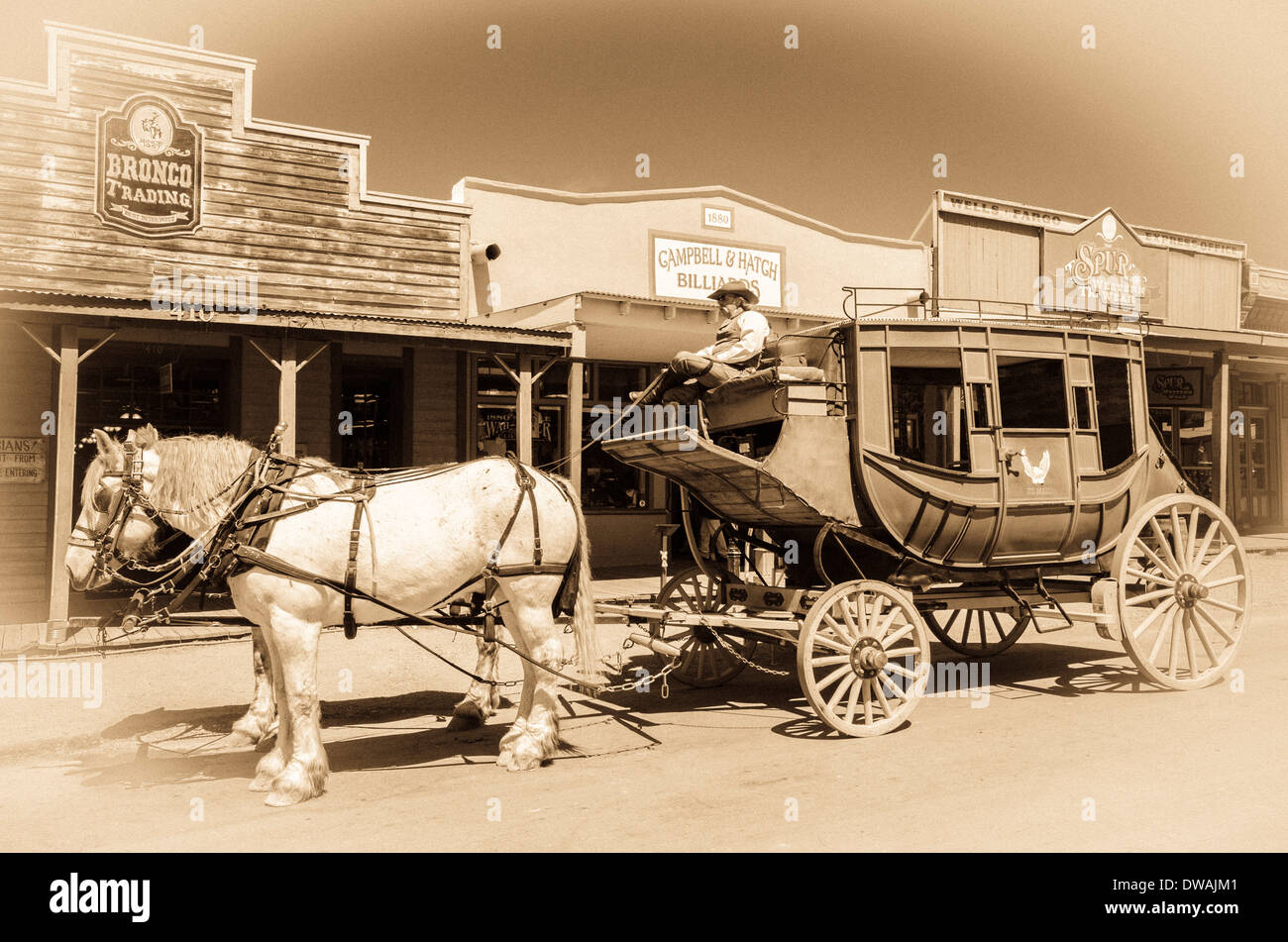 Horse drawn stagecoach, Tombstone, Arizona USA Stock Photo