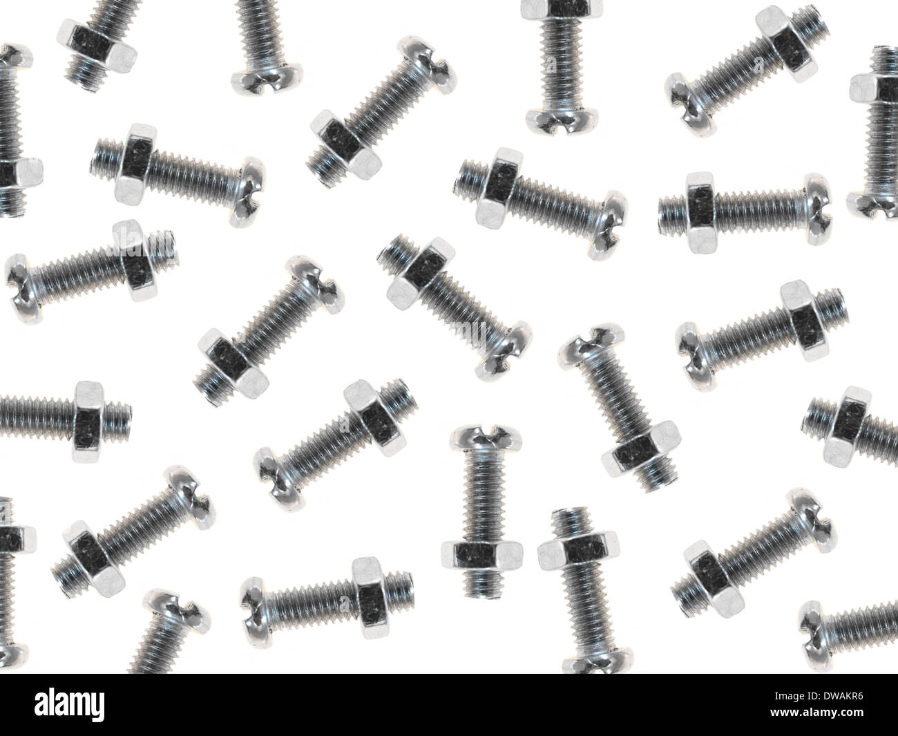 Nuts and bolts isolated against a white background Stock Photo Alamy