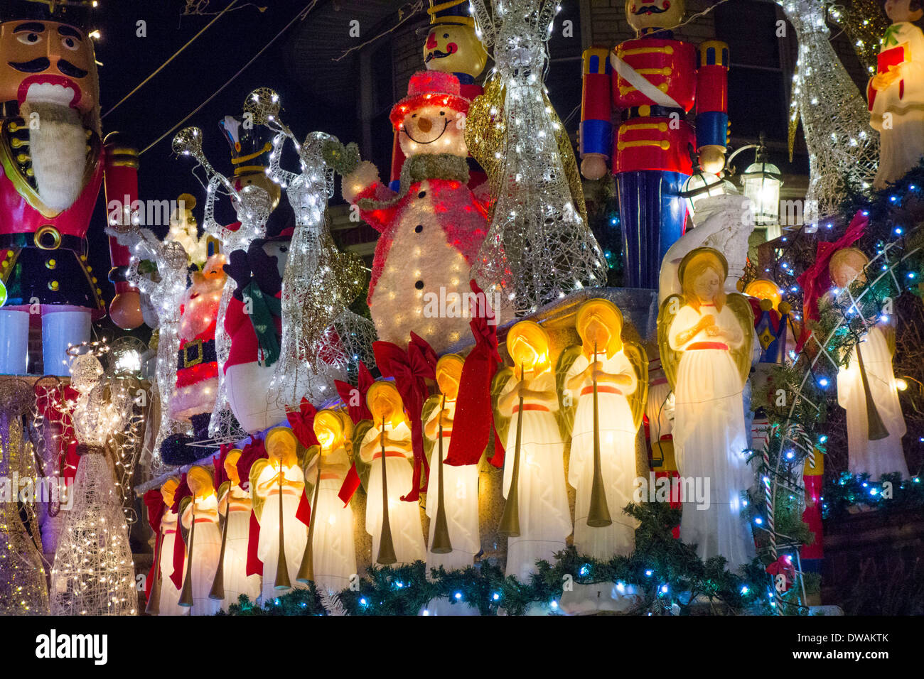 Christmas lights in Brooklyn New York Stock Photo Alamy