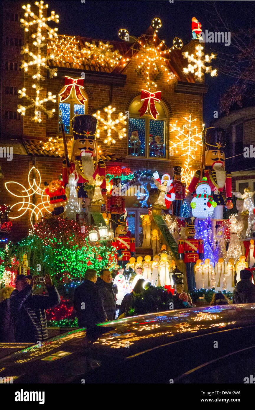 Christmas lights in Brooklyn New York Stock Photo Alamy