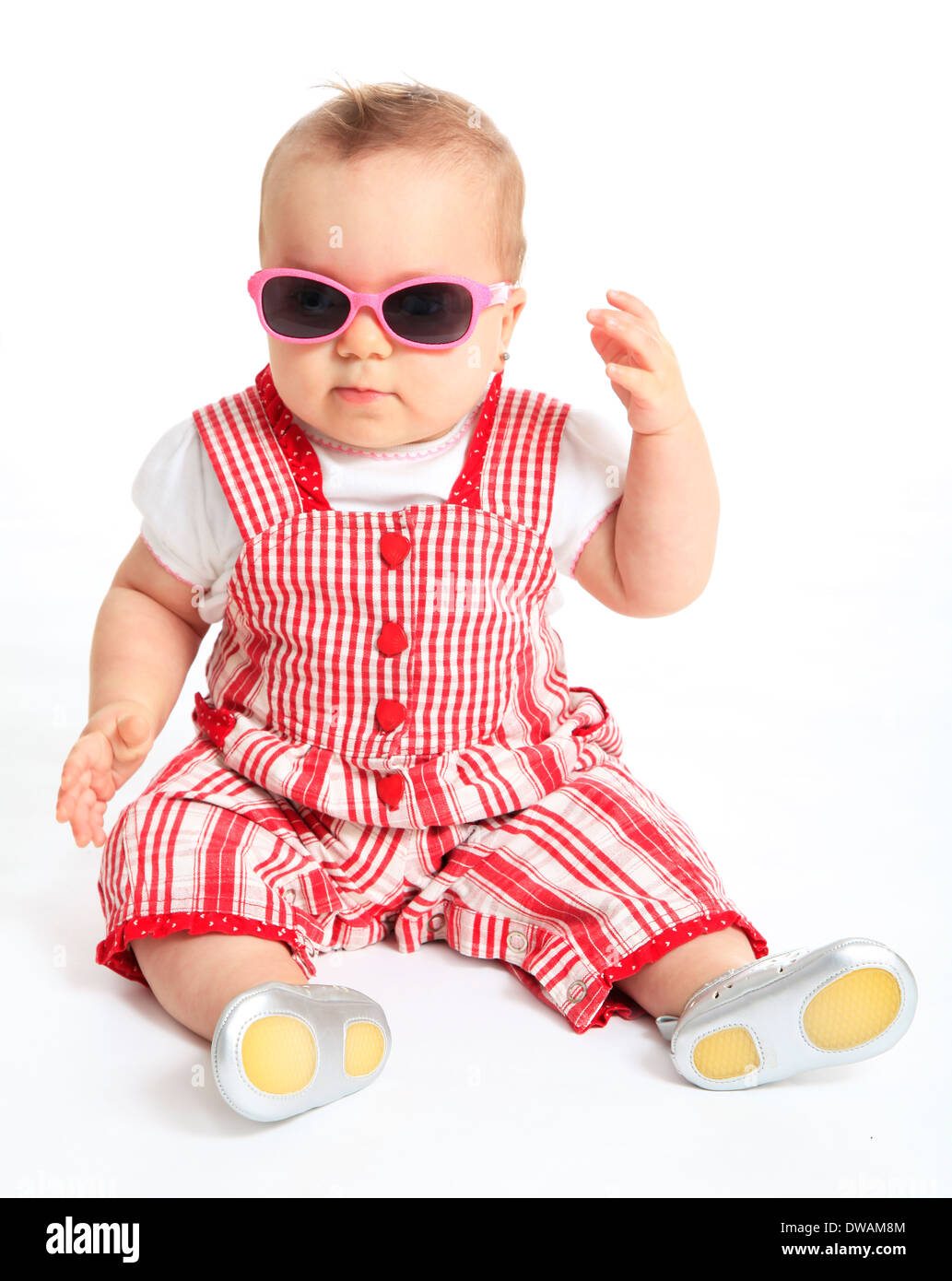 Funny baby girl wearing sunglasses Stock Photo Alamy