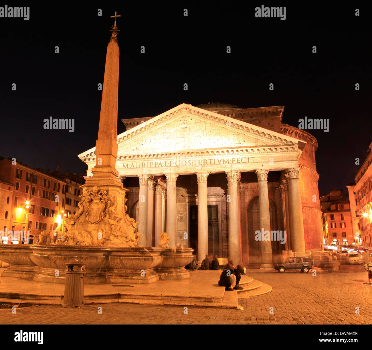 Pantheon at Night, Rome Stock Photo