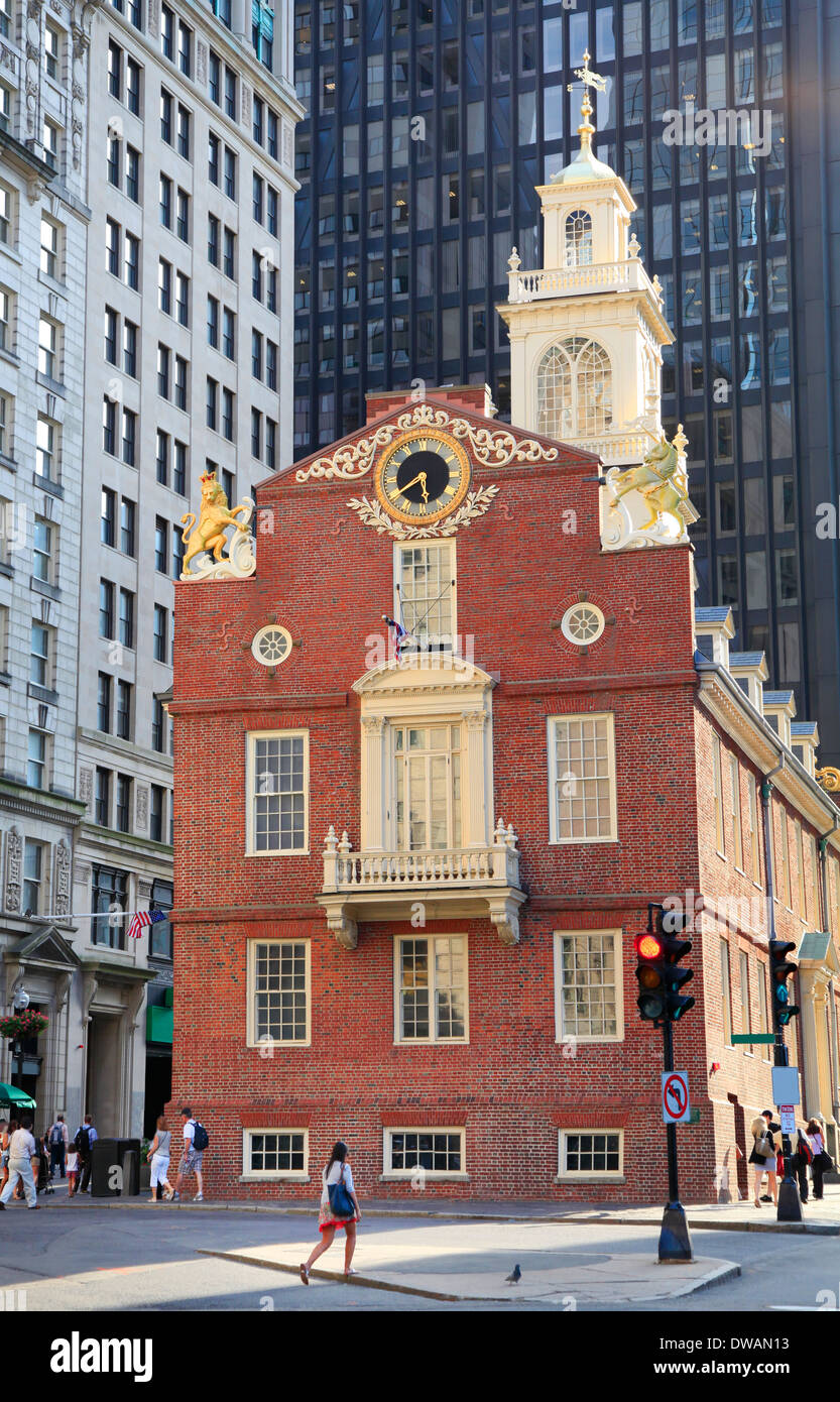 Eua massachusetts old state house no centro histórico da cidade de boston  perto de beacon hill e freedom trail