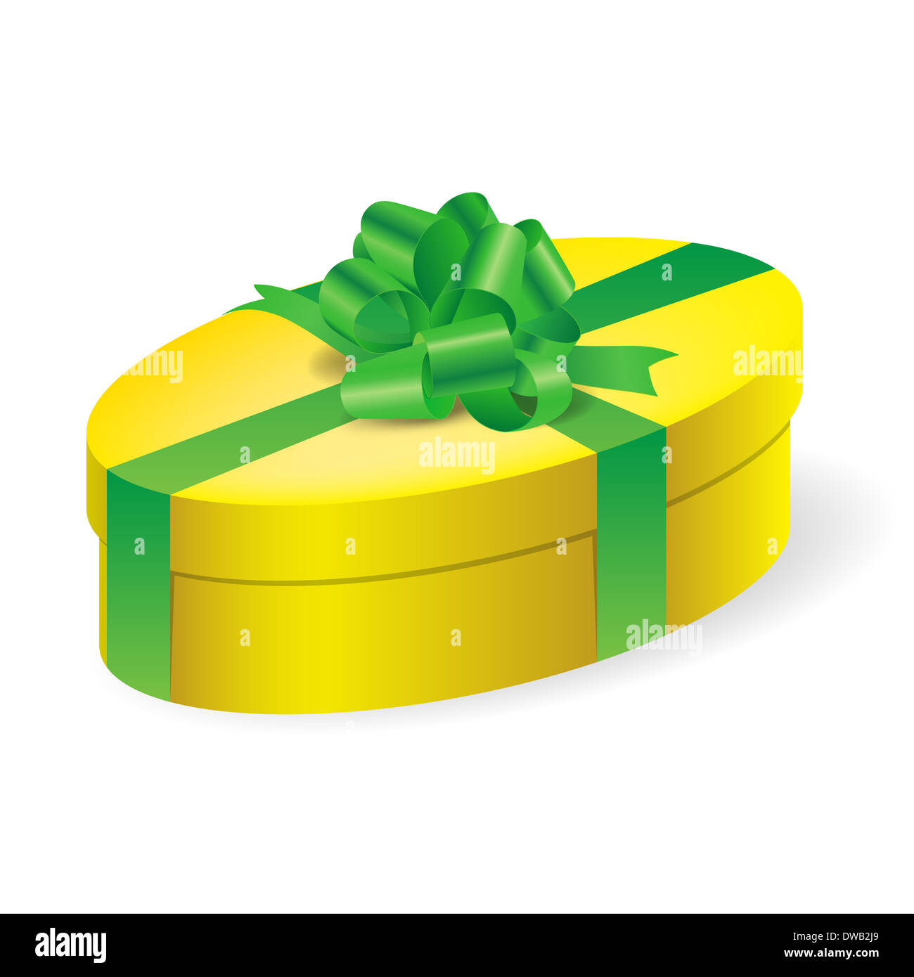 Download Ellipse Yellow Gift Box With Shiny Green Bow On White Background Stock Photo Alamy Yellowimages Mockups