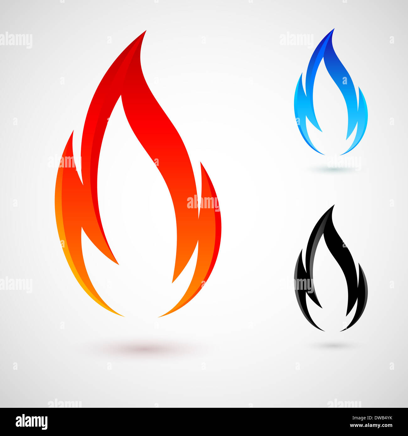 Simple fire elements in red, blue and black colors Stock Photo Alamy