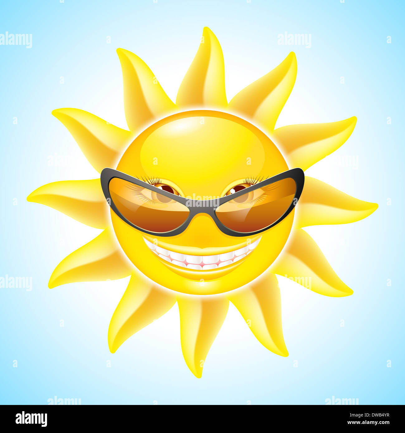 Cute Sun with Sunglasses. Cartoon Character for design Stock Photo Alamy