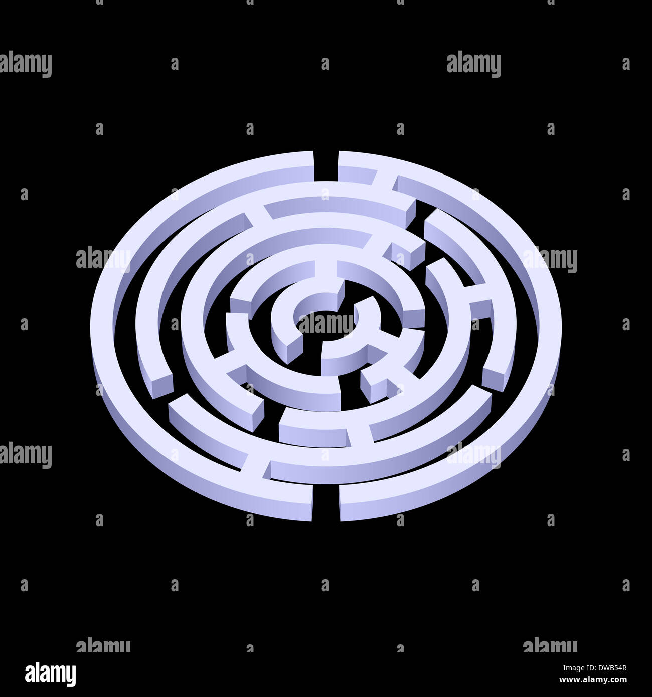 White round 3d labyrinth on black background Stock Photo - Alamy