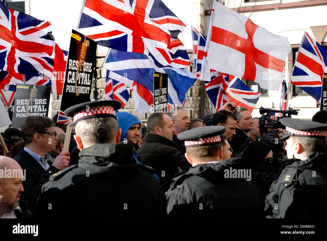 London. Metropolitan police controlling a right-wing crowd ...