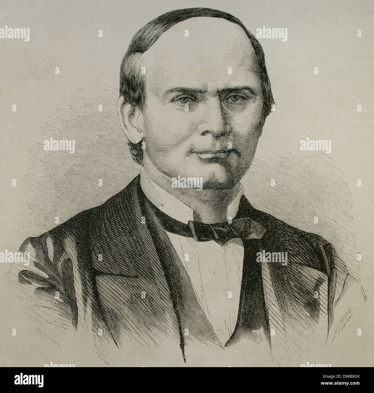 Sebastian Lerdo de Tejada y Corral (1823-1889). Jurist and Liberal president of Mexico. Engraving. Stock Photo