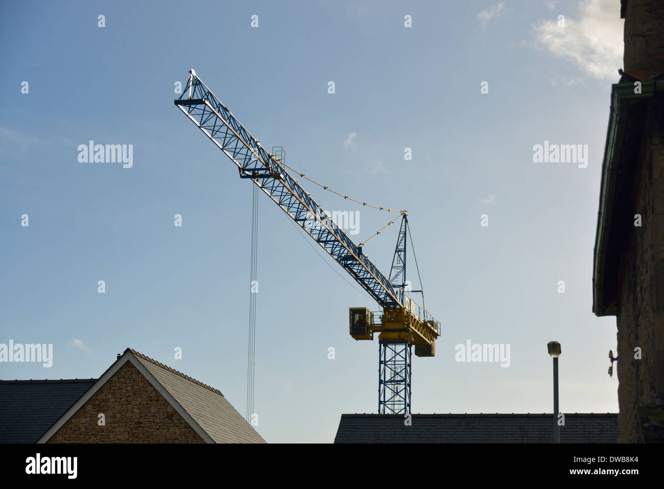 Tower crane on house building site Stock Photo Alamy