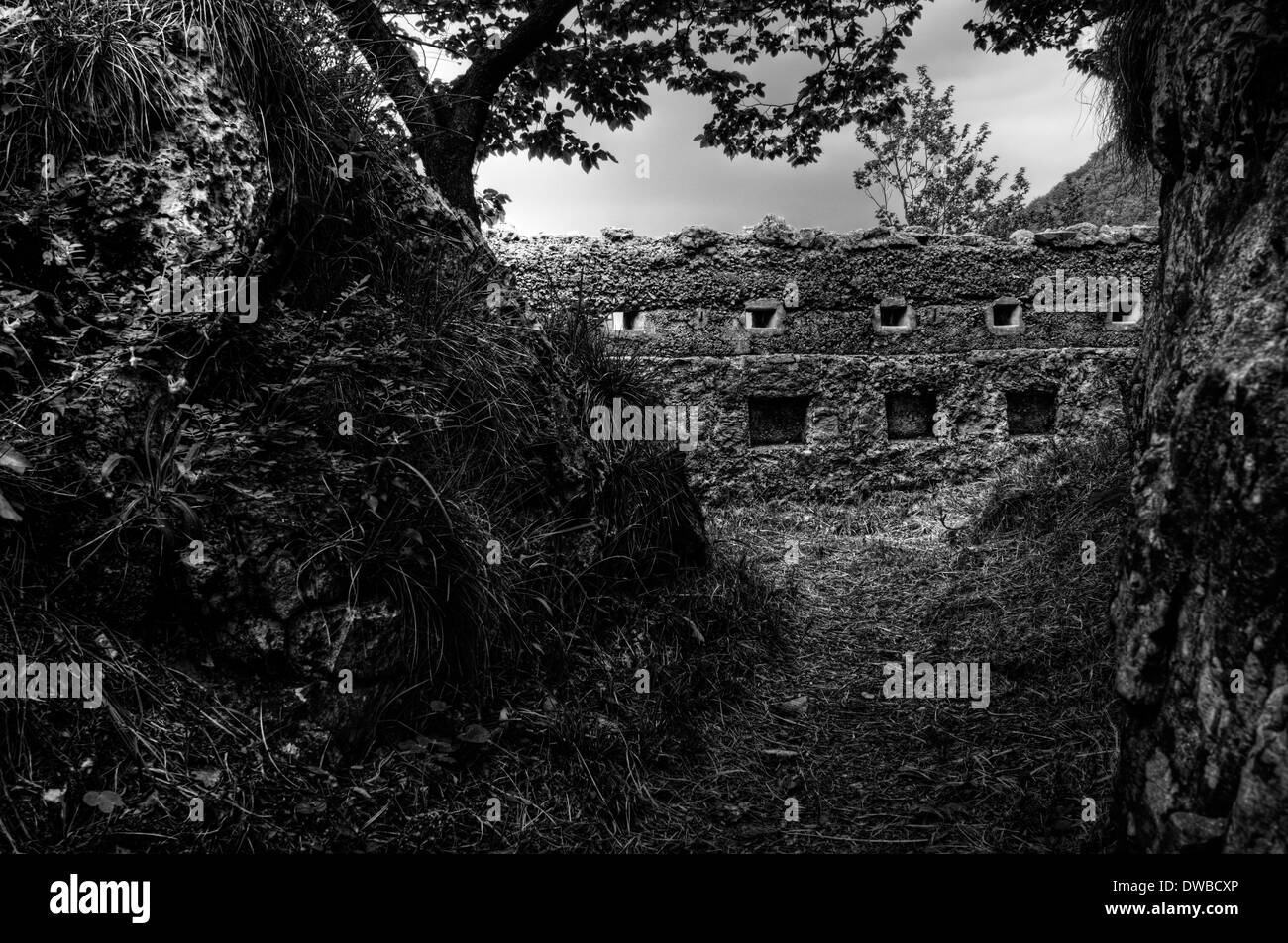 Cadorna line, Italy. First World War fortifications. Embrasures Entry Stock Photo