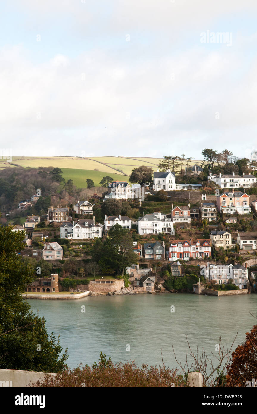 View across the river Dart to millionaire holiday homes in Kingswear in