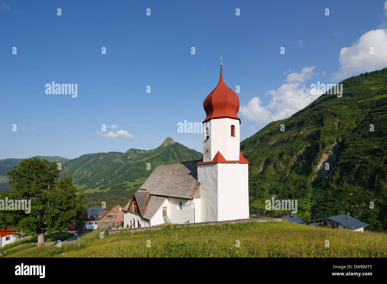 Austria, Vorarlberg, Bregenz Forest, St. Nicholas Church Stock Photo