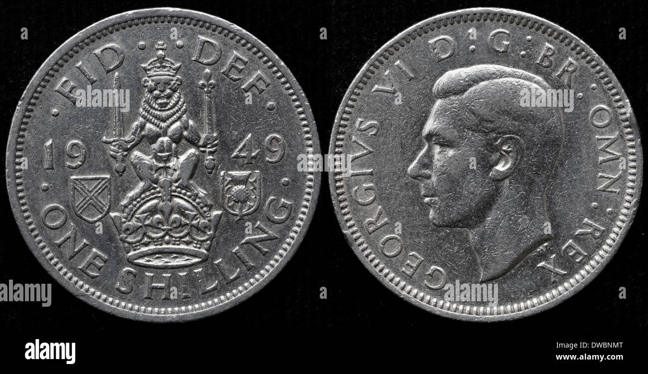 1 Shilling coin, King George VI, UK, 1950 Stock Photo