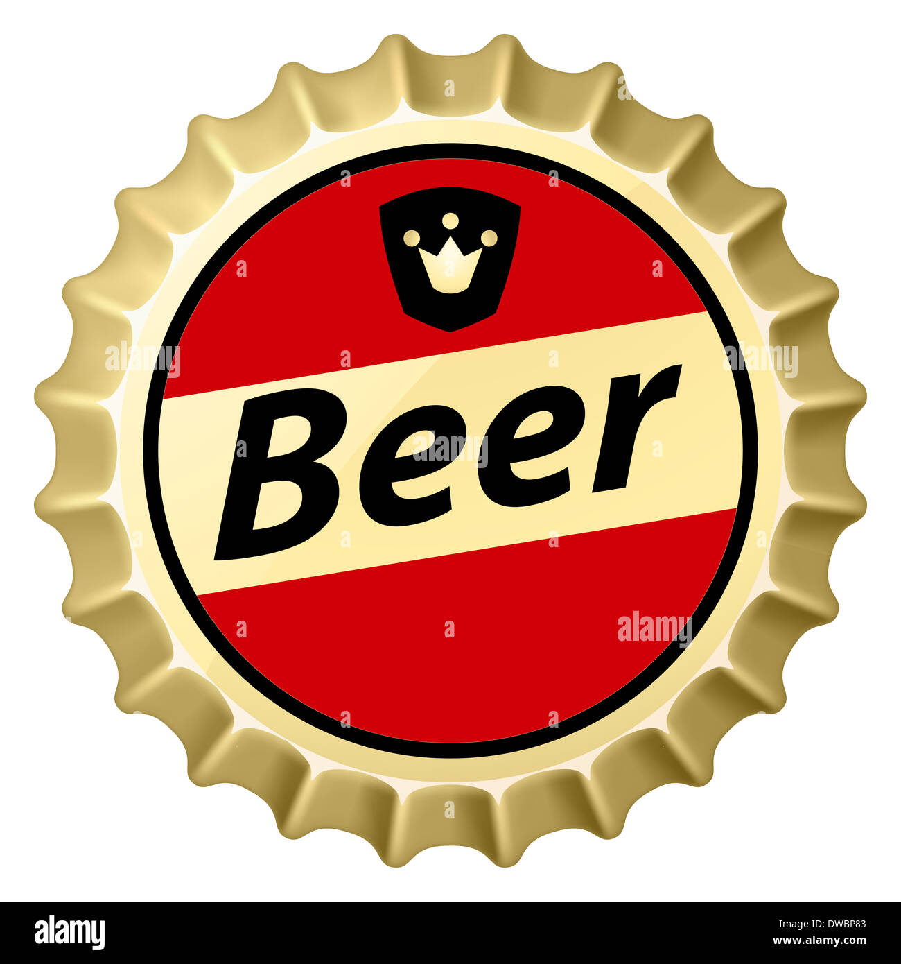 Red beer cap.  Illustration of designer on white background Stock Photo