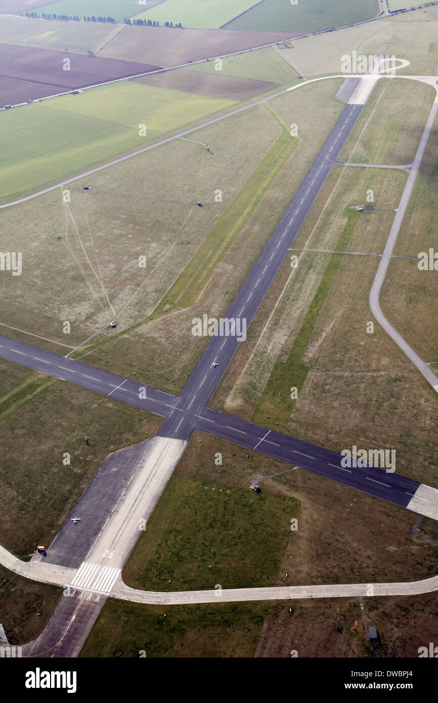 aerial view of RAF Cranwell near Sleaford, an airport with two runways