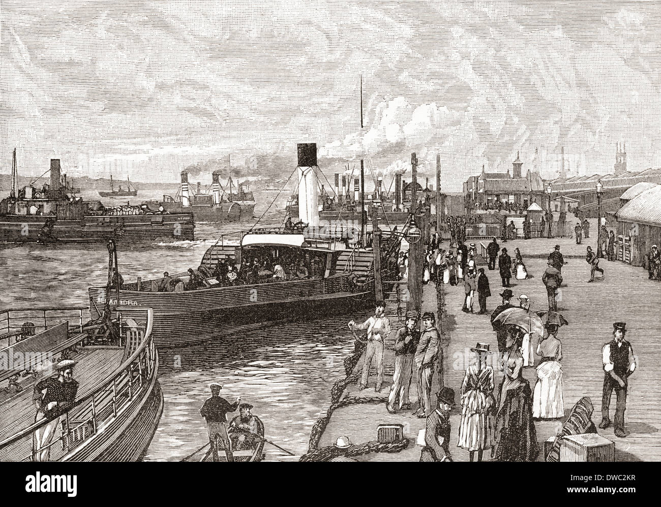 George's Landing Stage, Liverpool, Lancashire, England in the 19th century. Stock Photo