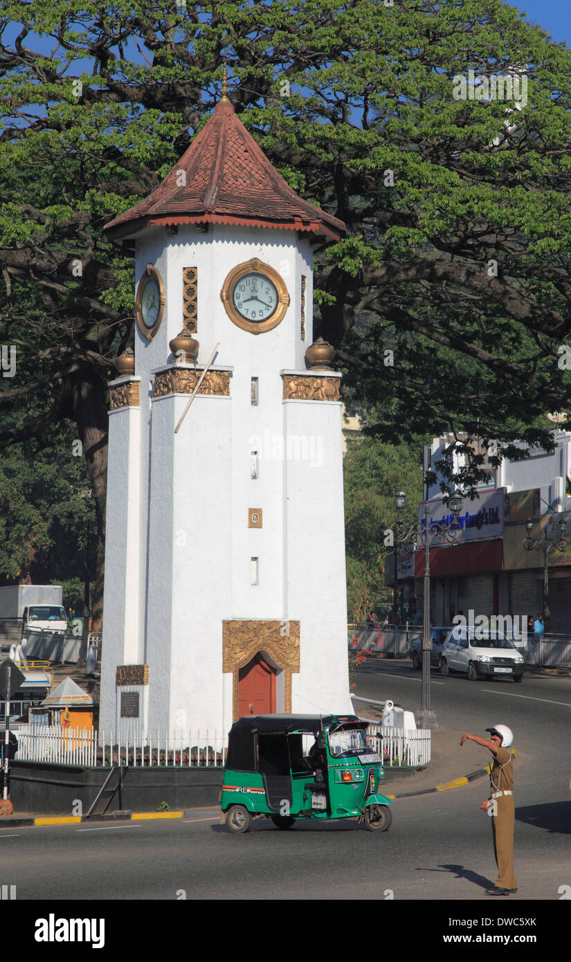 Sri Lanka; Kandy; Clock Tower, traffic Stock Photo Alamy
