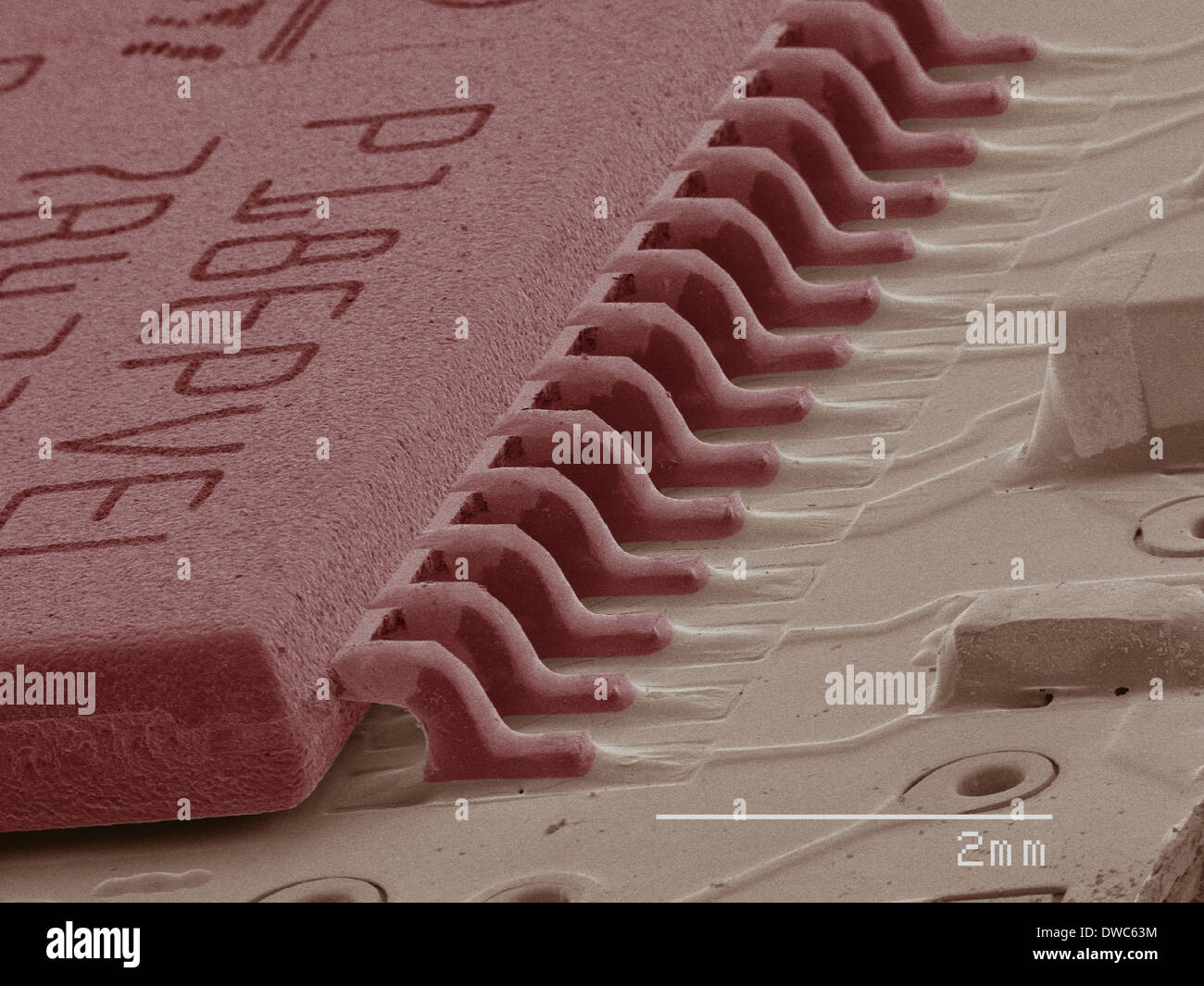 Coloured SEM of computer chip Stock Photo Alamy