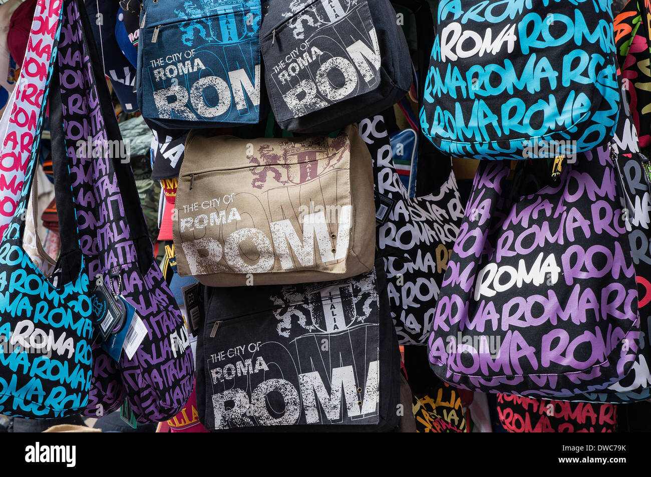 Roma bags for sale in local shop, Rome, Italy Stock Photo