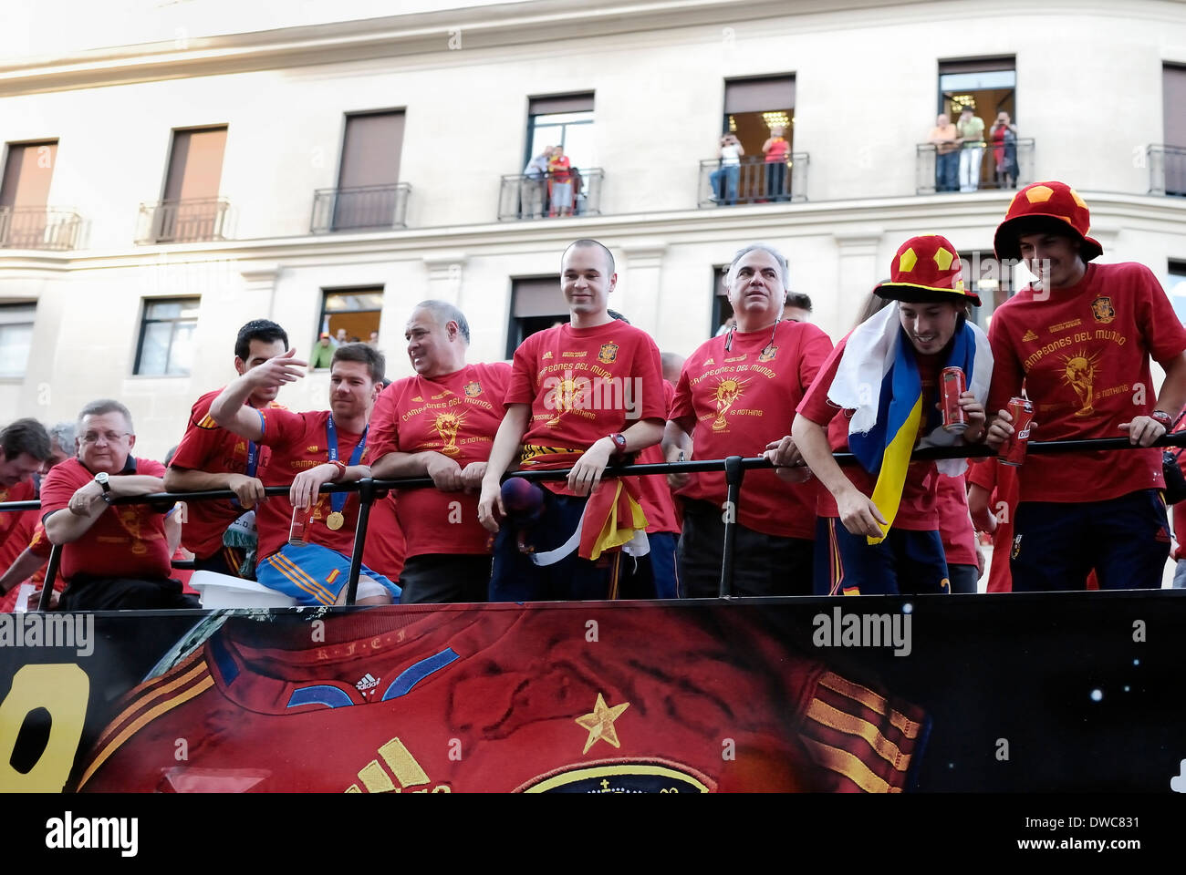 National Soccer Team of Spain in the World Cup South Africa 2010. Reception at Madrid, Spain. Stock Photo